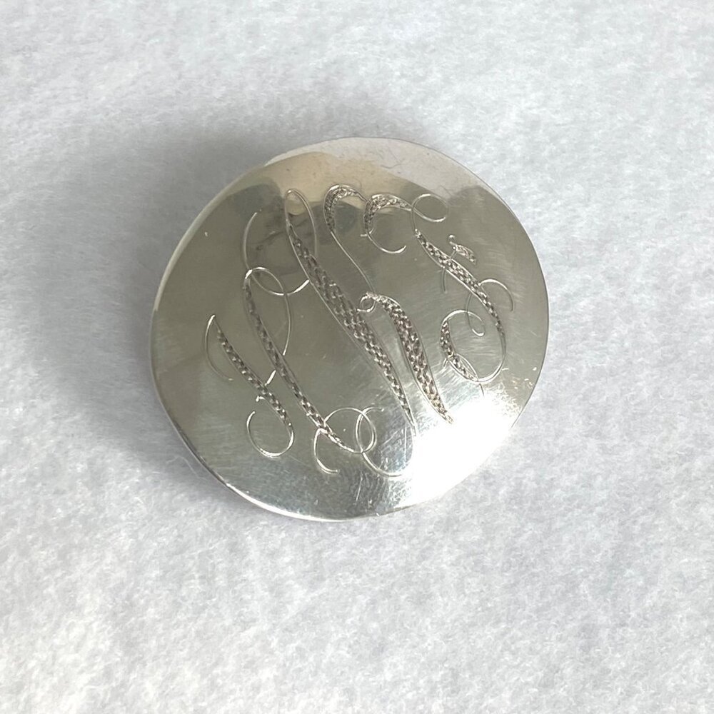 VTG Sterling Silver 925 IC James Craig Engraved Oval Monogram Brooch Pin HKF HFK - Picture 2 of 16